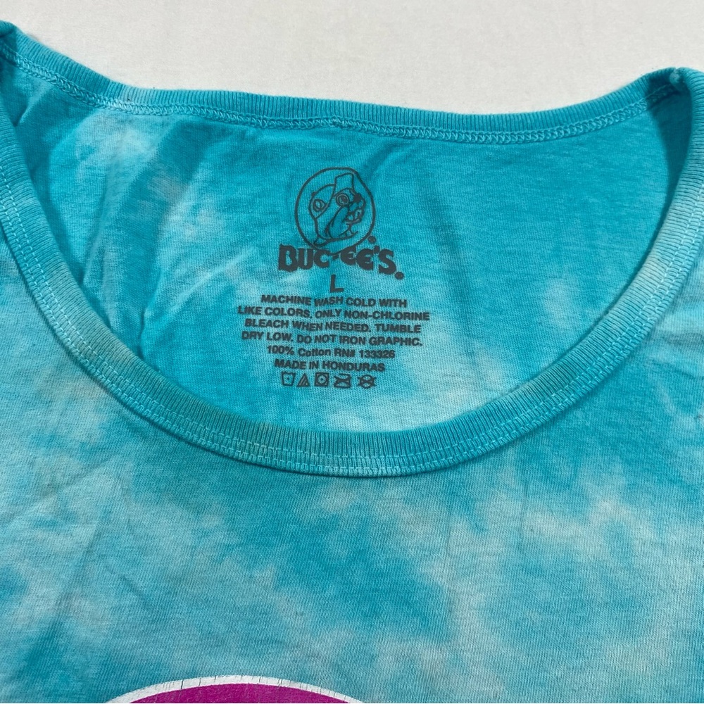 Buc-ee's Shirt Blue Pink Tank Top Summer TieDye Muscle Shirt Women’s Large - Picture 6 of 7